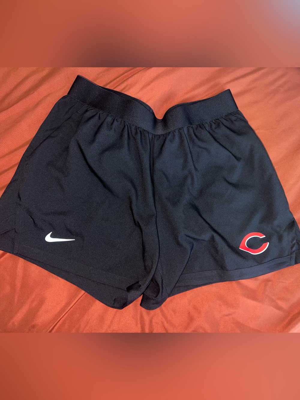 Nike Women's Black Athletic Shorts with White Swoosh